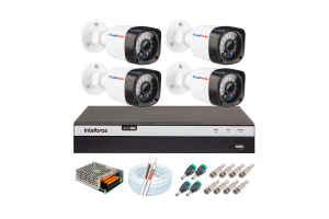 Kit 4 Câmeras HD 720P DVR Intebras 4 canais 1104 HD 160GB